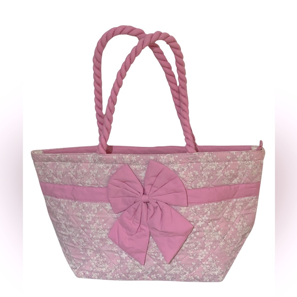 NWOT Naraya Tote Quilted Pink Floral with Bow